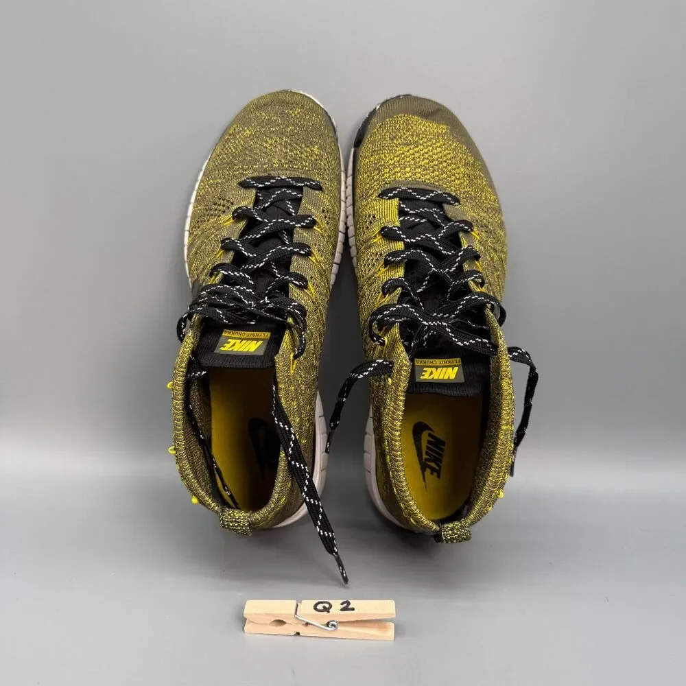 Nike Free Flyknit Chukka Men's 8 Green Gold Lace-Up Athletic Running Sneakers